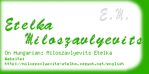 etelka miloszavlyevits business card